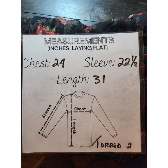 Torrid Black Floral Shimmer Chiffon Long Bell Sleeve Babydoll Plus Size Large 2x - Picture 10 of 10